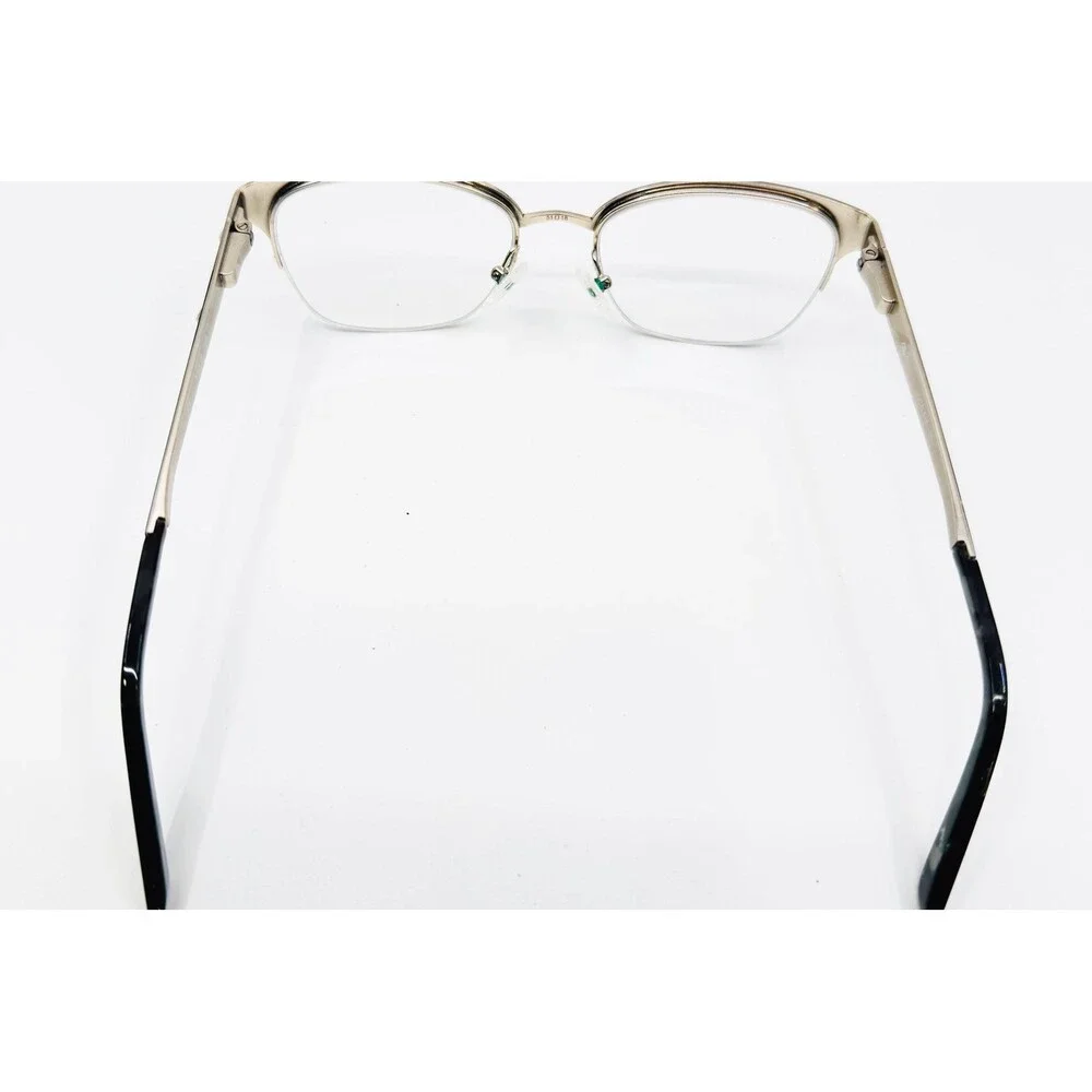 Oleg Cassini Eyeglasses Black Gold Semi-Rimless Cat Eye OCO 416 001 51-18-135